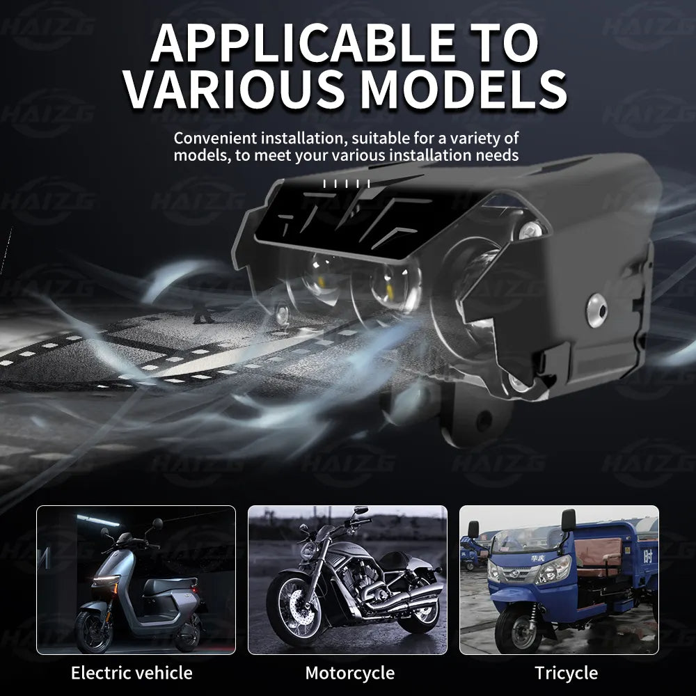 Ultra Bright LED Motorcycle Fog Light Headlight 60W 6000K Waterproof Dual Color Flashing Auto Lighting system