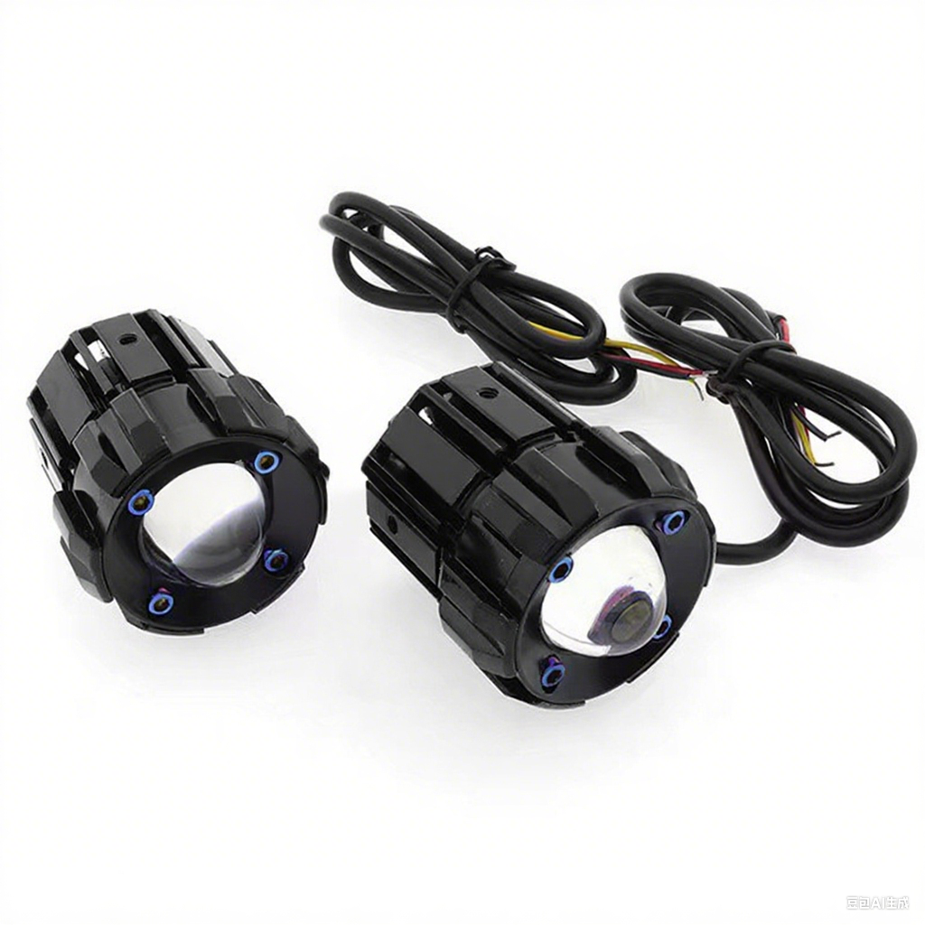 Motorcycle Modified Headlight Led Spotlight White/Yellow Light Waterproof Aluminum Housing - Small Steel Cannon Design