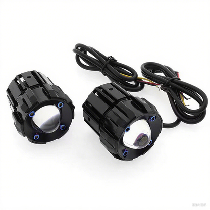 Motorcycle Modified Headlight Led Spotlight White/Yellow Light Waterproof Aluminum Housing - Small Steel Cannon Design