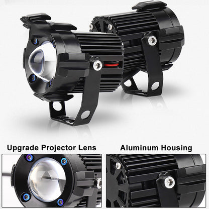 Motorcycle Modified Headlight Led Spotlight White/Yellow Light Waterproof Aluminum Housing - Small Steel Cannon Design