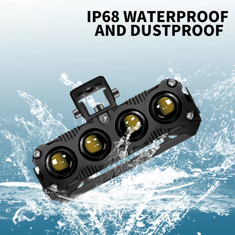 Ultra Bright LED Motorcycle Fog Light Headlight 60W 6000K Waterproof Dual Color Flashing Auto Lighting system