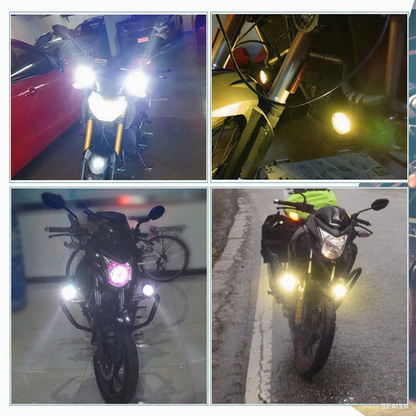 Motorcycle Modified Headlight Led Spotlight White/Yellow Light Waterproof Aluminum Housing - Small Steel Cannon Design
