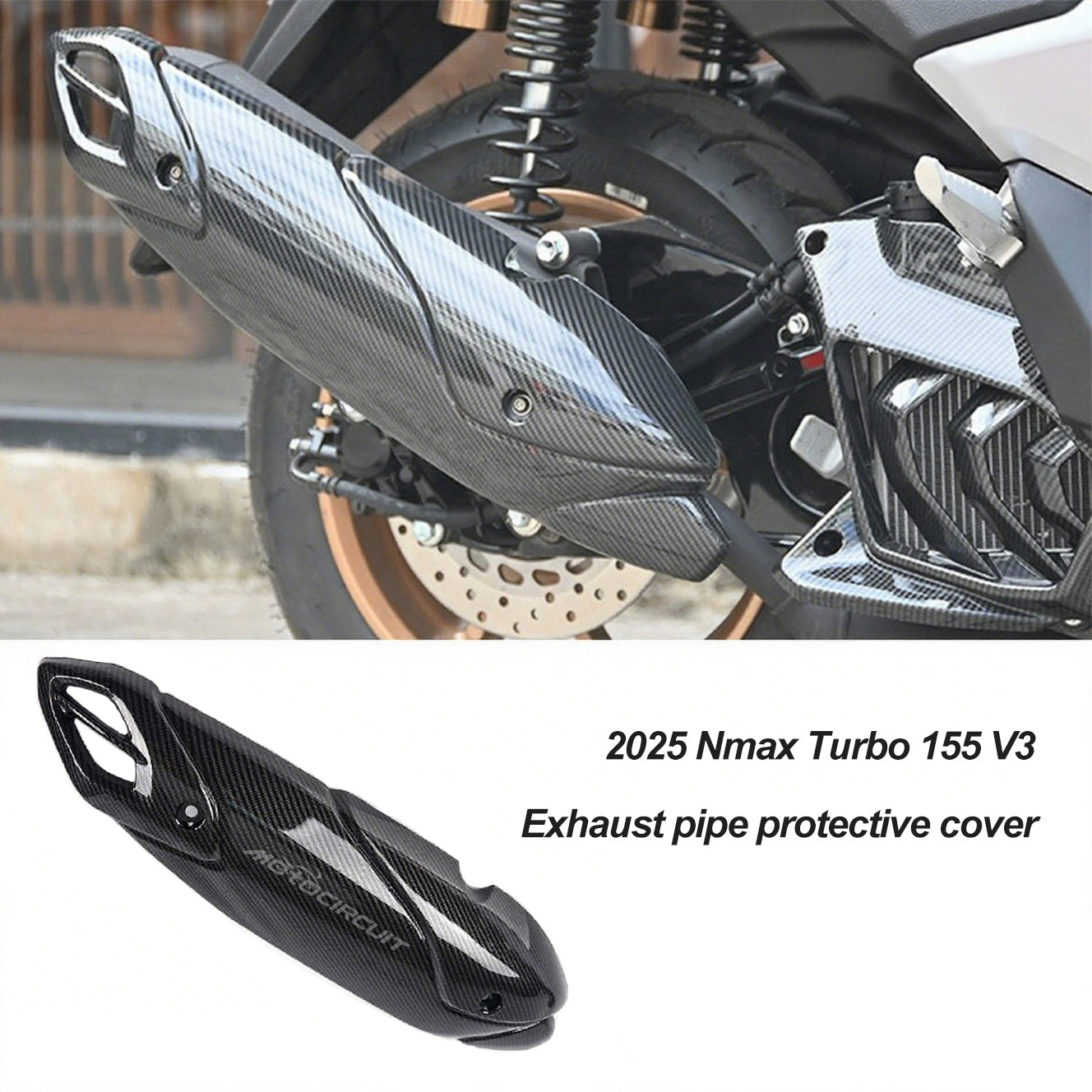 Motorcycle Anti-Scalding Exhaust Pipe Protective Decorative Cover For 2025 Yamaha Nmax155 Carbon Fiber Modified Accessories