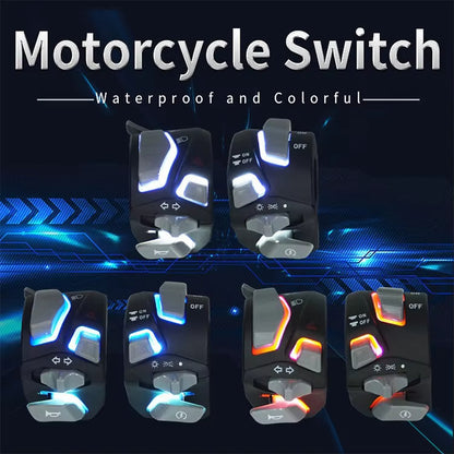Universal LED Motorcycle Handlebar Switches with Turn Signal Horn Control - Motocircuit