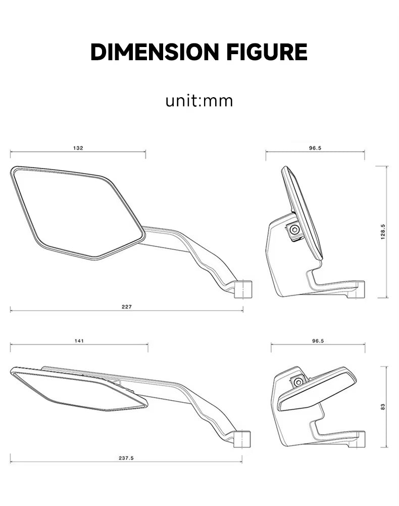 Universal Motorcycle Bar End Mirror - Adjustable Wing Rear View for Electric Mountain Bike - Motocircuit
