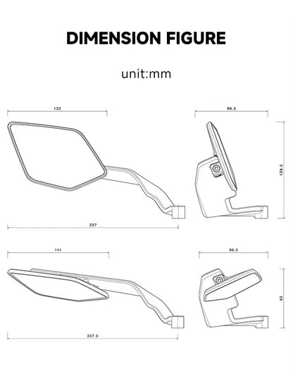 Universal Motorcycle Bar End Mirror - Adjustable Wing Rear View for Electric Mountain Bike - Motocircuit
