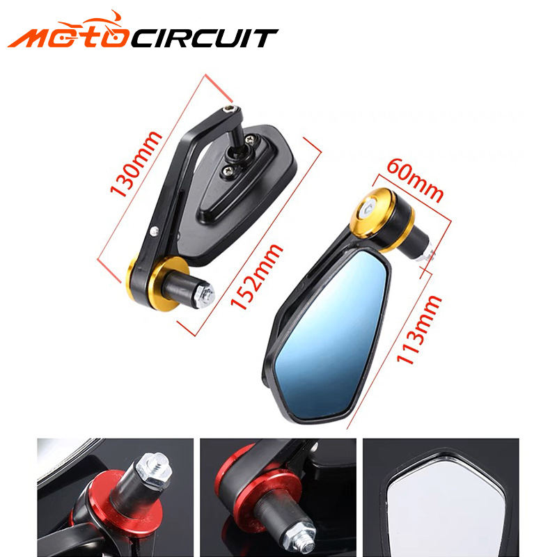 MSK CNC Carbon Fibre Handlebar Grip with End Mirror Universal Side Rearview Motorcycle Body Parts New Accessory