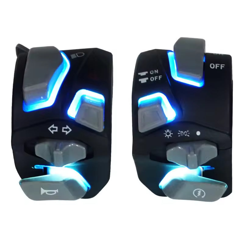 Universal LED Motorcycle Handlebar Switches with Turn Signal Horn Control - Motocircuit