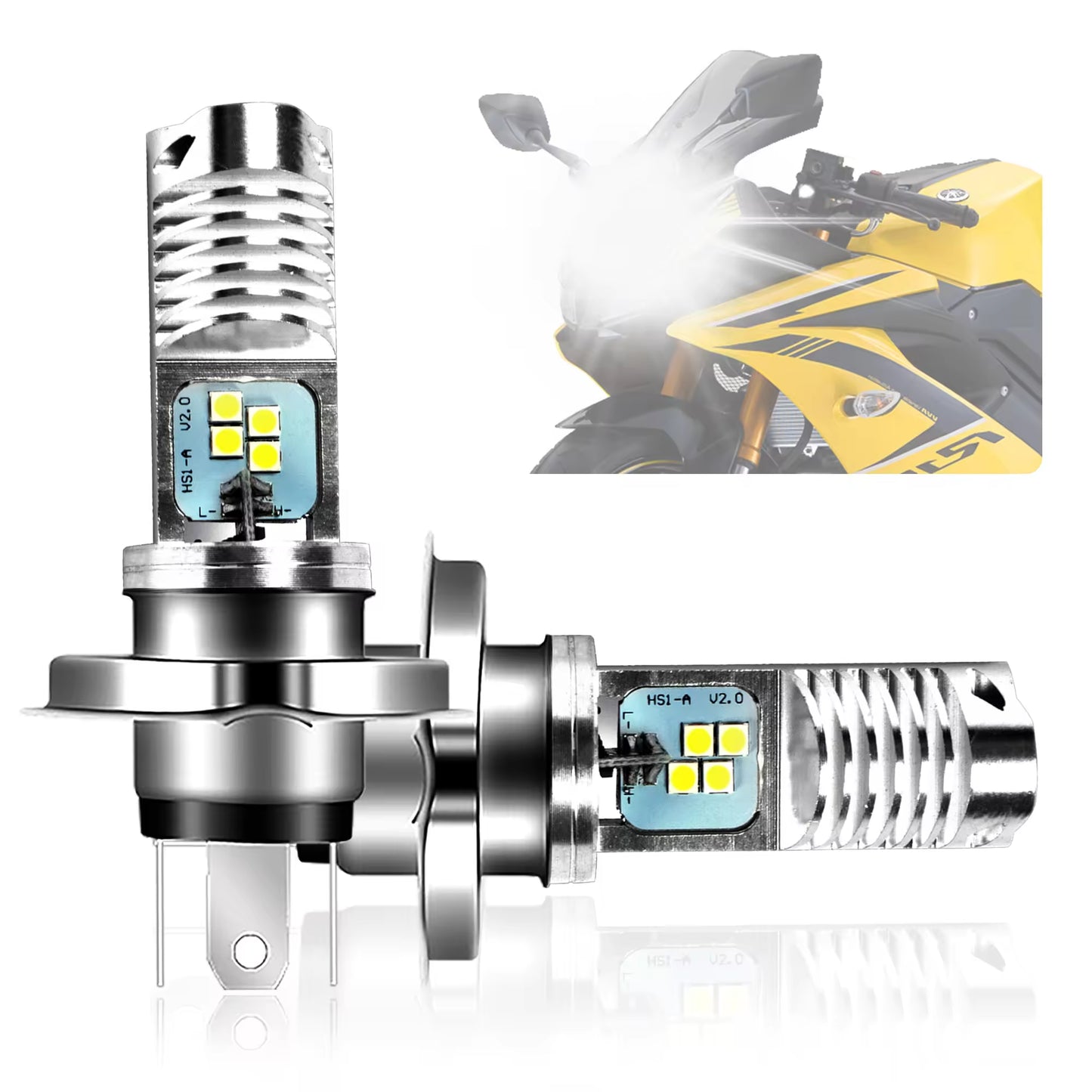 H4 LED Motorcycle Headlight Bulb 12-80V 8W 3030 8 Devil Eyes Bulb