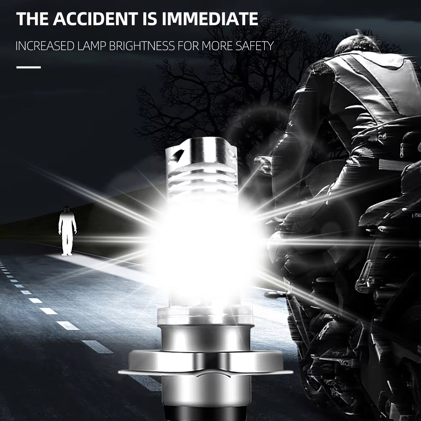 H4 LED Motorcycle Headlight Bulb 12-80V 8W 3030 8 Devil Eyes Bulb