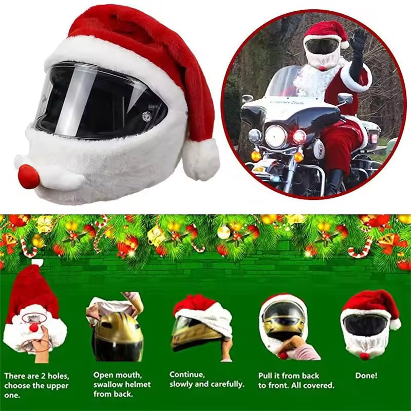 Christmas hat helmet cover - ABS full-face motorcycle helmet modification accessory - holiday decoration