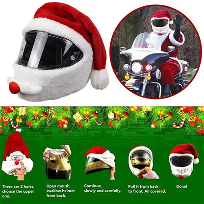 Christmas hat helmet cover - ABS full-face motorcycle helmet modification accessory - holiday decoration
