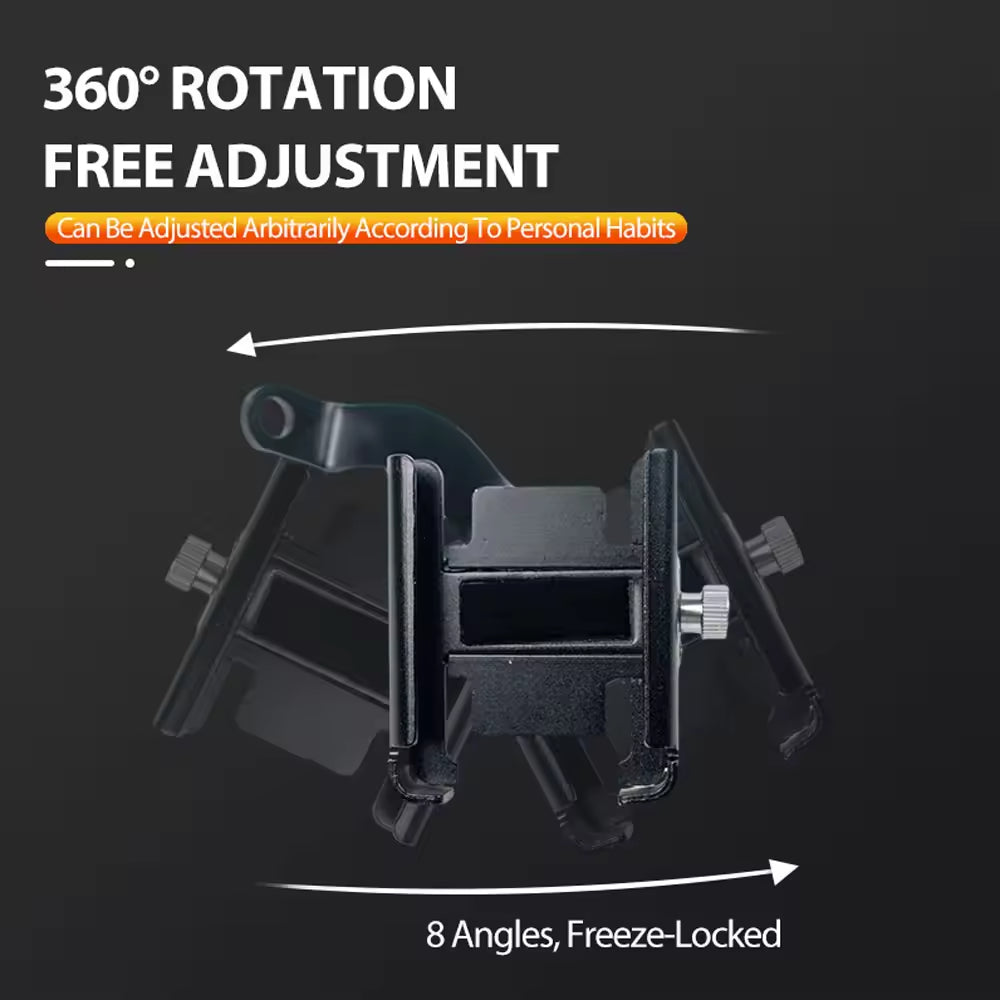 360 Degree Adjustable Motorcycle Phone Holder, Universal Cycling Holder for Scooters, Bicycles & Dirt Bikes