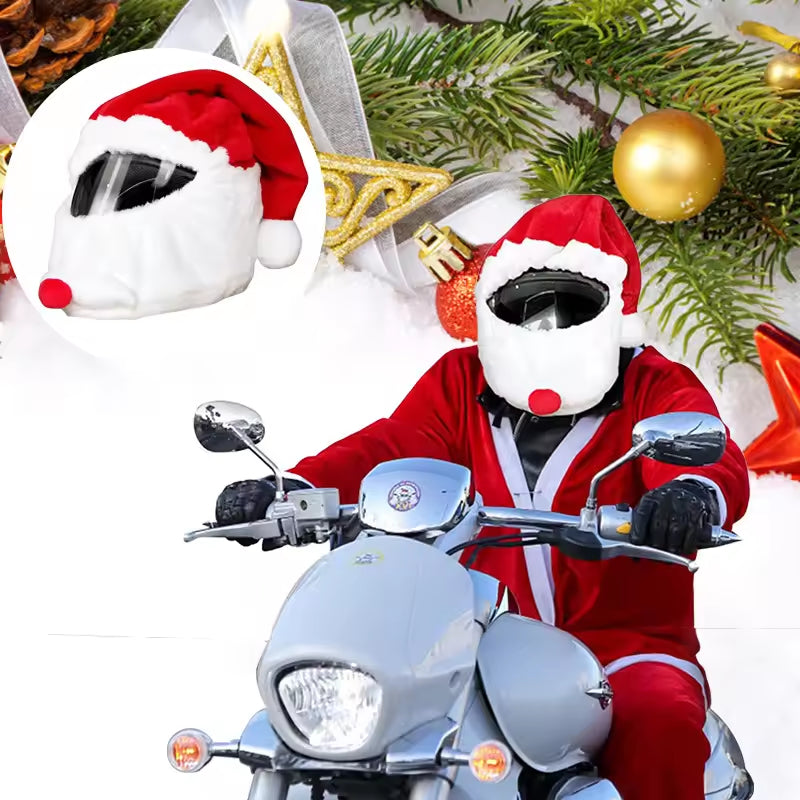 Christmas hat helmet cover - ABS full-face motorcycle helmet modification accessory - holiday decoration