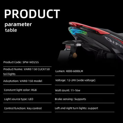 Waterproof LED Motorcycle Taillight Turn Signal for Honda VARl0 150/Click 150 - High Quality Lighting Upgrade | Motocircuit