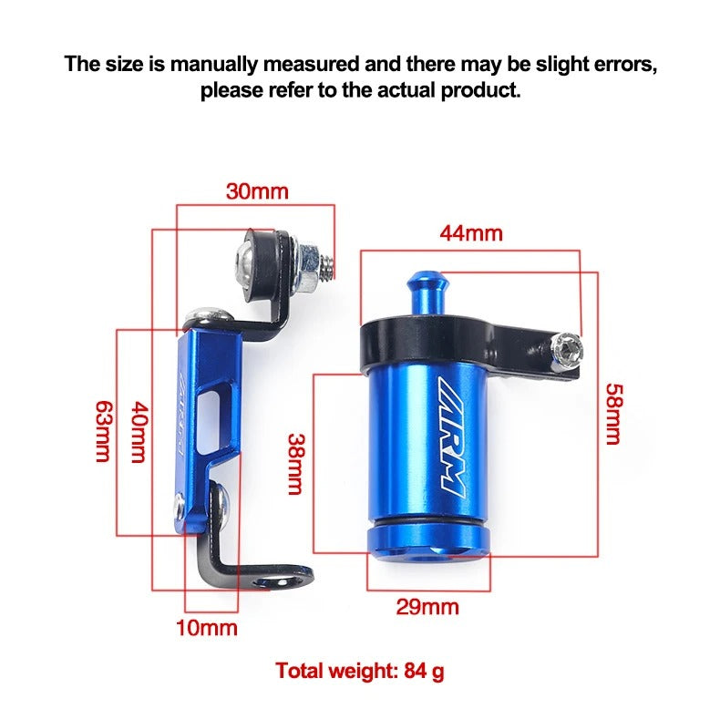 Dimensions of CNC gasoline filter and oil cup for motorcycle installation