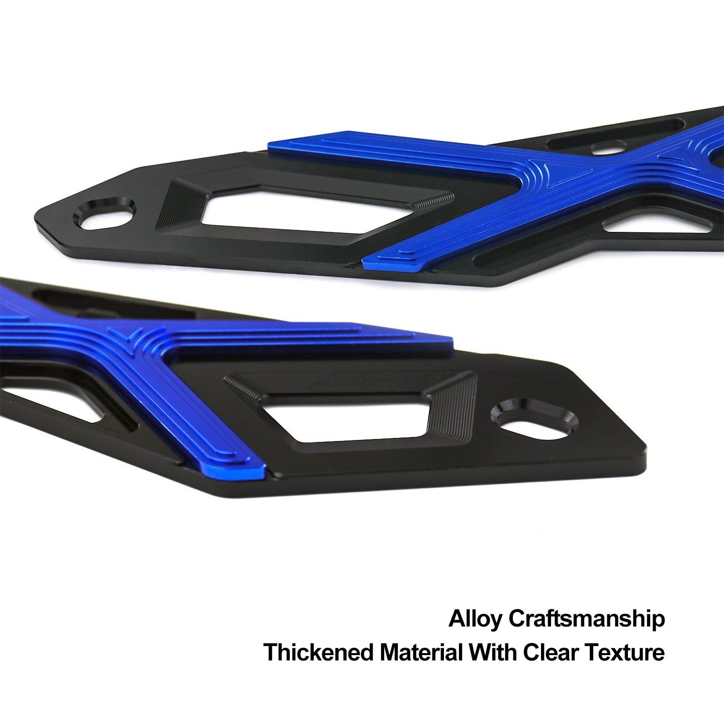 Close-up view of CNC modification parts on motorcycle windshield bracket