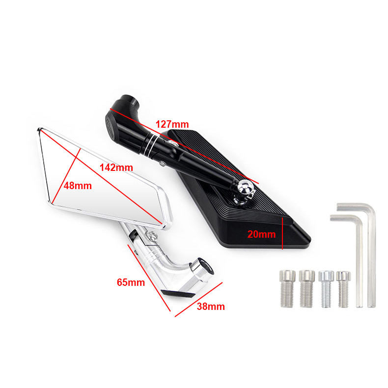 Dimensions of H2C Rearview Mirror for motorcycles and EVs, illustrating size and fit specifications