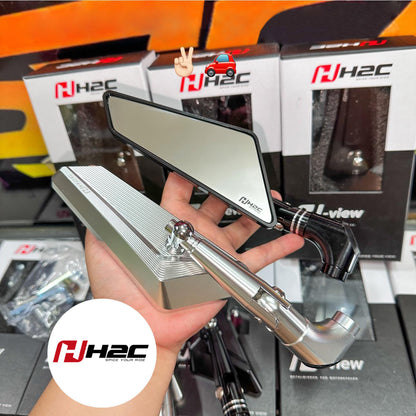 H2C Universal Motorcycle Rearview Mirror - Front view showing sleek design and compatibility with electric vehicles