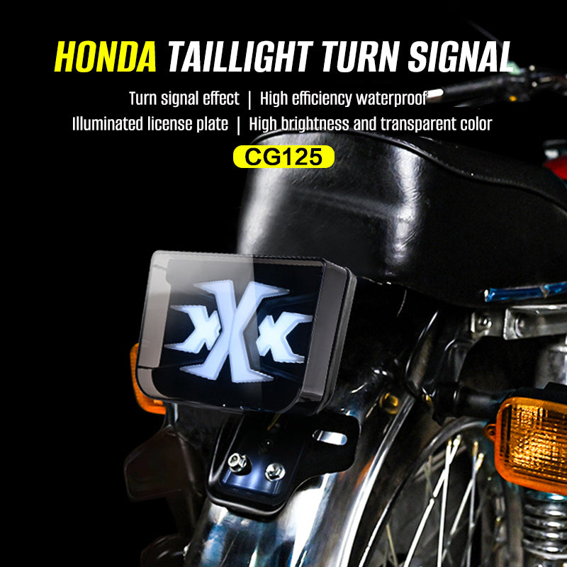 Step-by-step installation guide for LED taillight on Honda CG125 motorbike, demonstrating easy plug-and-play setup