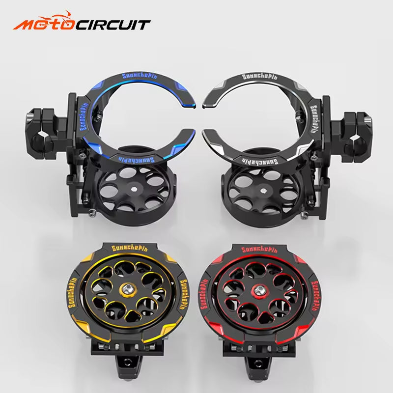 Aluminum Alloy Folding Drink Holder mounted on a motorcycle for easy access