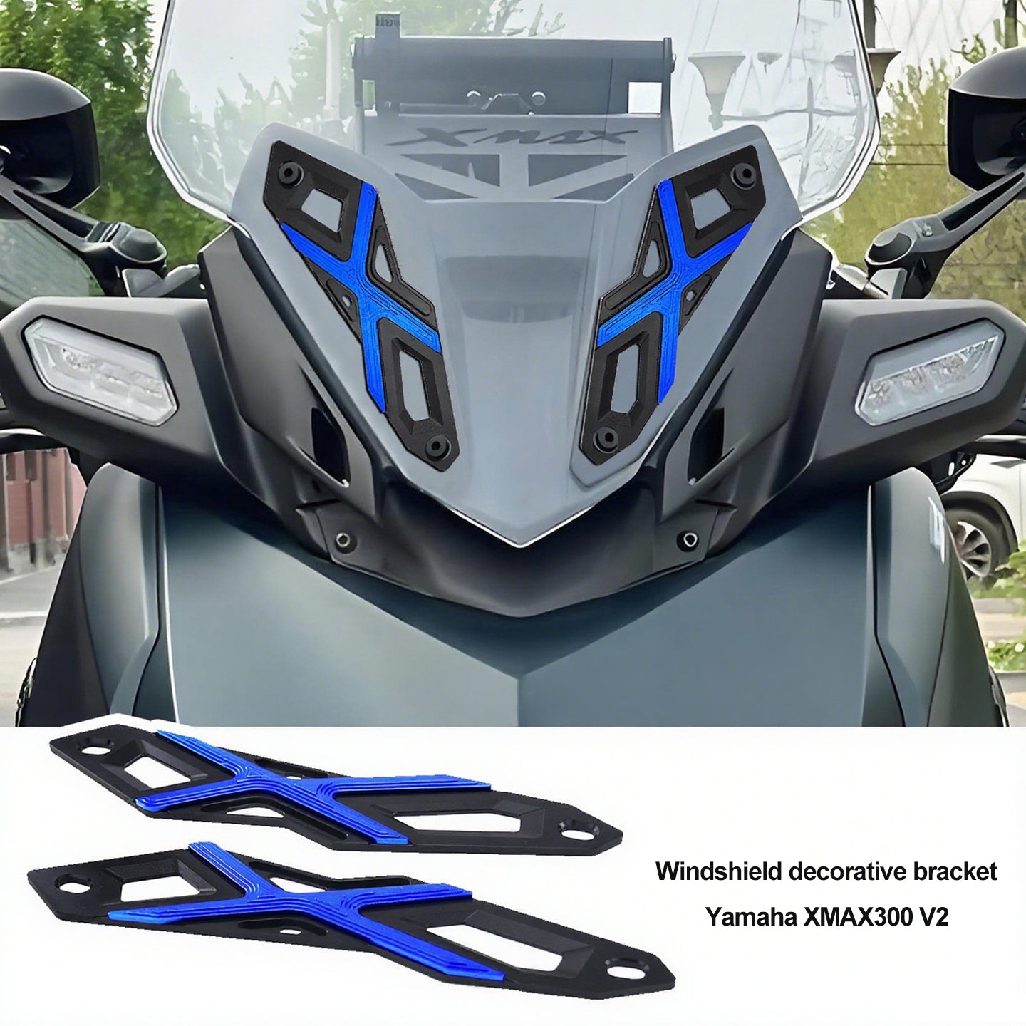 Motorcycle front windshield decorative bracket for Yamaha XMAX300 with CNC design