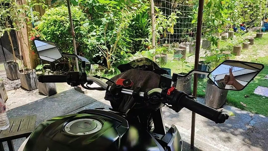 Mirror in Use on Electric Mountain Bike - Enhanced Rear View Safety