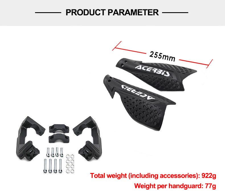Installation demonstration of universal handlebar guard on a motorcycle