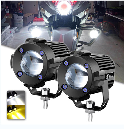 Motorcycle Modified Headlight Led Spotlight White/Yellow Light Waterproof Aluminum Housing - Small Steel Cannon Design