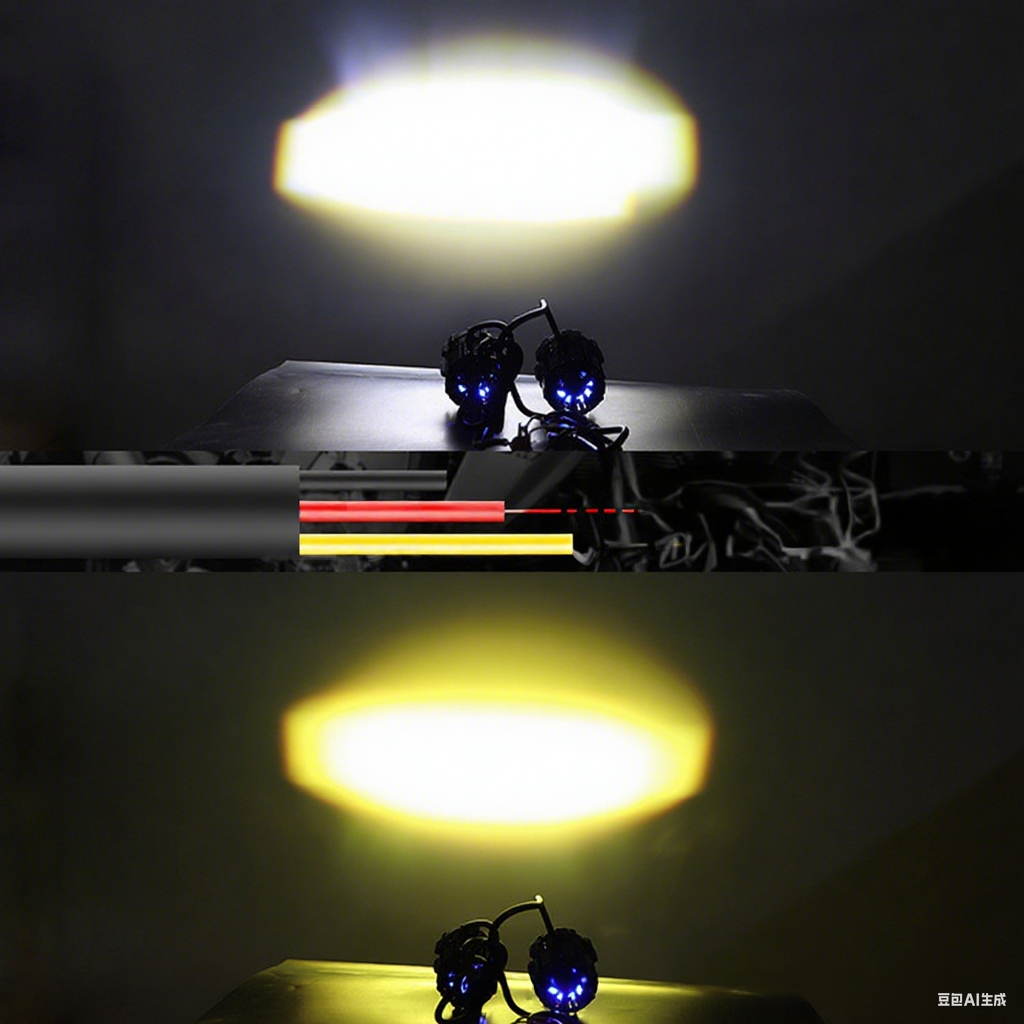 Motorcycle Modified Headlight Led Spotlight White/Yellow Light Waterproof Aluminum Housing - Small Steel Cannon Design