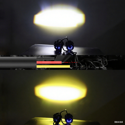 Motorcycle Modified Headlight Led Spotlight White/Yellow Light Waterproof Aluminum Housing - Small Steel Cannon Design