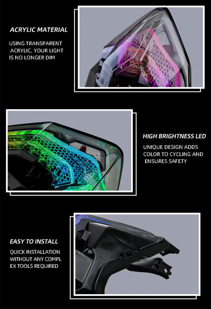 Close-up View of Waterproof LED and Connector Details for Honda Motorcycle Taillight