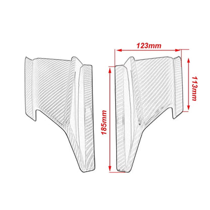 Motorcycle spoiler dimensions diagram, showing length and width