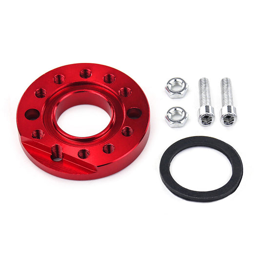 Universal Motorcycle Carburetor CNC Intake Adapter Plate, showing aluminum alloy construction and precision machining